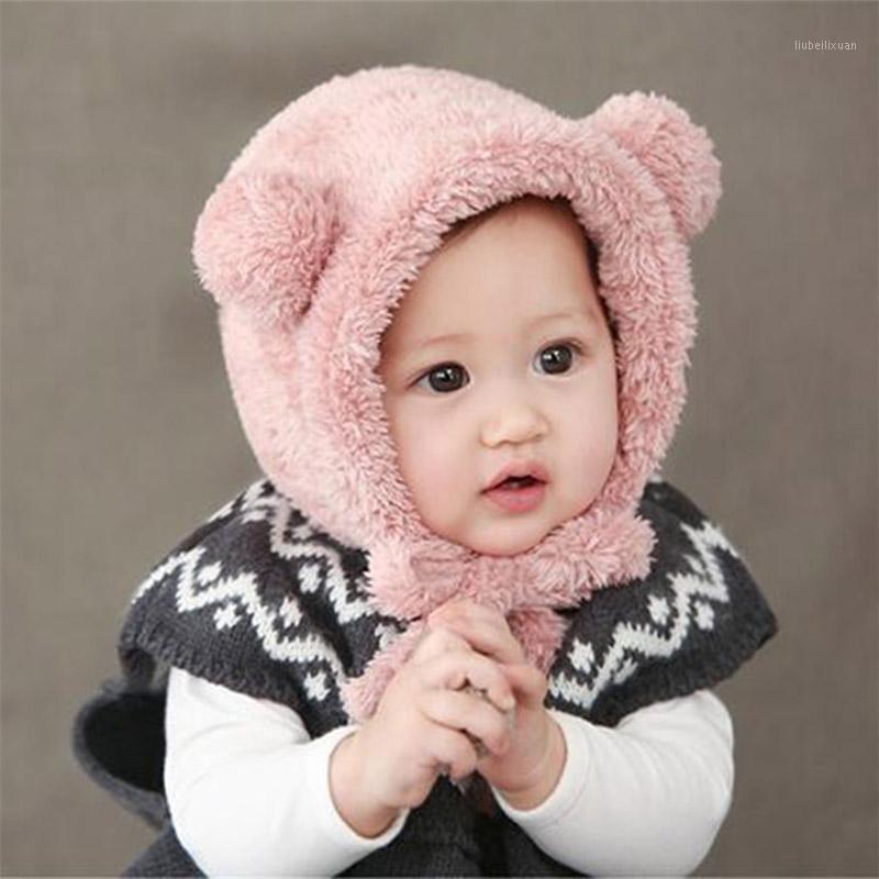 

Newborn Toddler Baby Cashmere Plush Pompom Winter Hat Cap Beanie Bonnet For Baby Girls Boys Hats Caps With Ear Warmer Kids Hat1, Pink