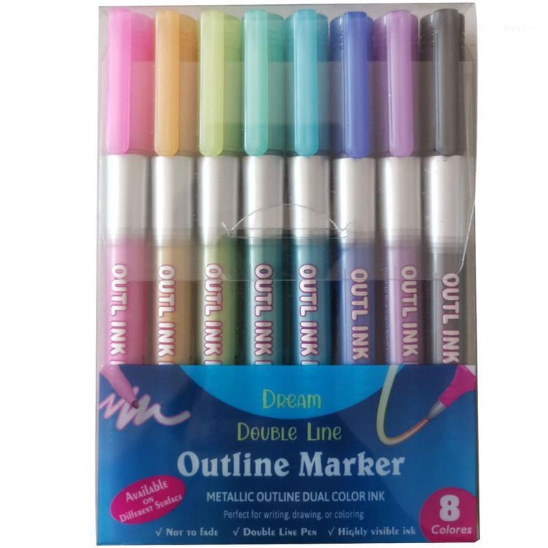 

8/12pcs Outline Marker Pen Double Line Highlighter Pen Drawing Painting Doodling for Student School Office Supplies Stationery1