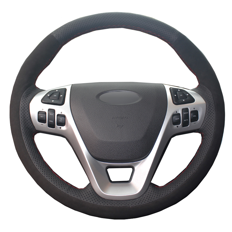 

Hand Sewing Car Steering Wheel Cover Wrap Suede Leather For Ford Explorer 2011-2019 Taurus 2013-2019 Edge 2011-2014 Flex 13-2019