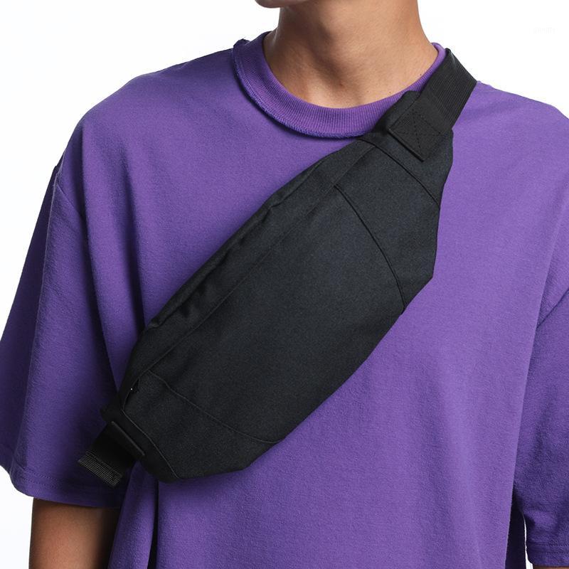 

New Solid Color Nylon Waist Bag Casual Men and Women Multi-function Messenger Bag Trend Outdoor Sport Running Shoulder Chest1, Black