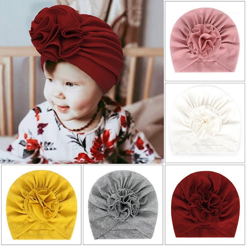 

Big Flower Baby Hat Soft Cotton Newborn Girl Bonnet Cap Solid Color Autumn Winter Kids Toddler Turban Beanie Cap1, Yellow