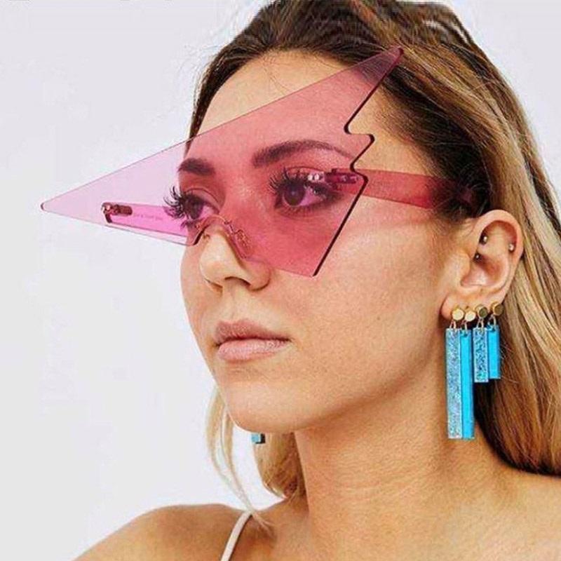 

Triangle Arrow Sunglasses Women Men Brand Designer Vintage Steampunk One Piece Sun Glasses Female Rimless Shades Goggles UV400