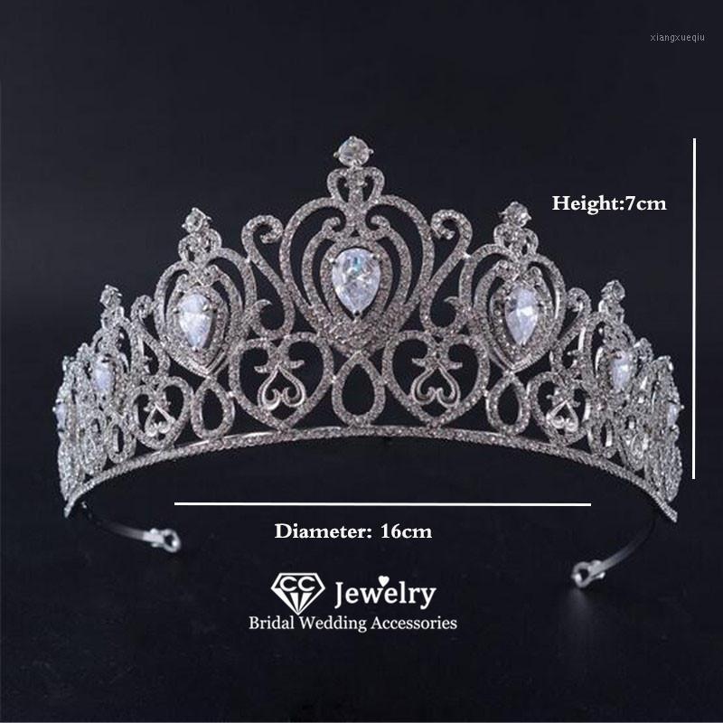 

Tiaras Crowns Hairband Princess Queen Pageant Engagement Wedding Hair Accessories For Bridal High Quality Cubic Zircon HG626 Clips & Barrett, Golden;silver