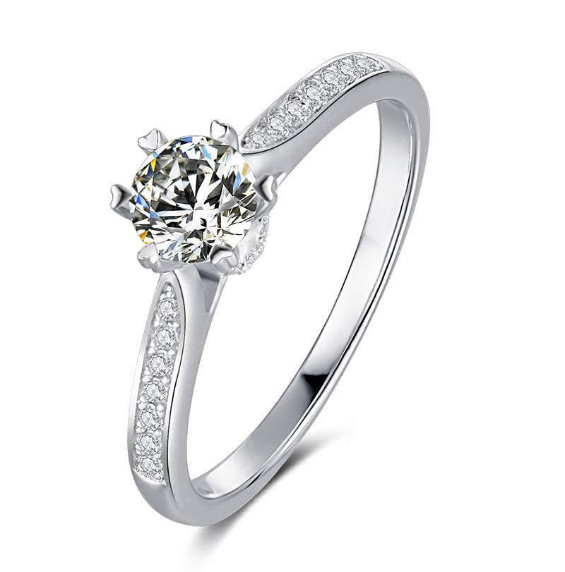 

Cluster Rings White Gold Sterling Ring 0.5ct 5.0mm Moissanites Row Line Classic Six Femme For Women M26B