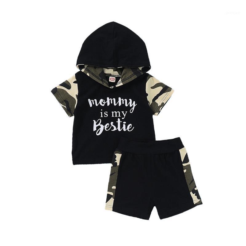 

0-24 Months Newborn Boys Sport Camouflage Outfits Short Sleeve Pocket Hooded T-Shirt Top And Short Pant Baby Boys 2 Piece Sets1, As pic