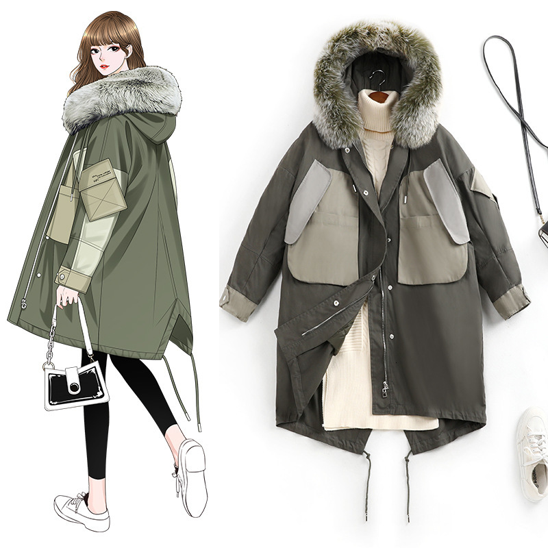 

Parka Jackets Down Winter for Female Coat 2021 Woman Plus Size 1b9z, Army green.