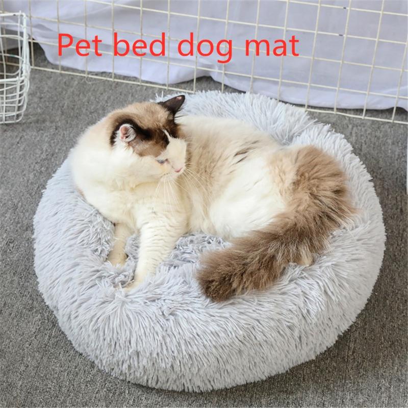 

Pet Bed Kennel Cat Mat Round Plush Dog Mat Super soft and comfortable dog bed Small and Medium-sized Dogs Pad Winter Pet, Creamy-white