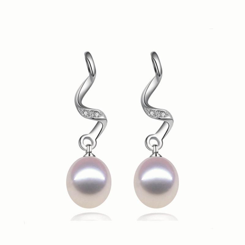 

Korean style 925 sterling silver earrings real natural freshwater pearl earrings S fashion geometry spiral for women
