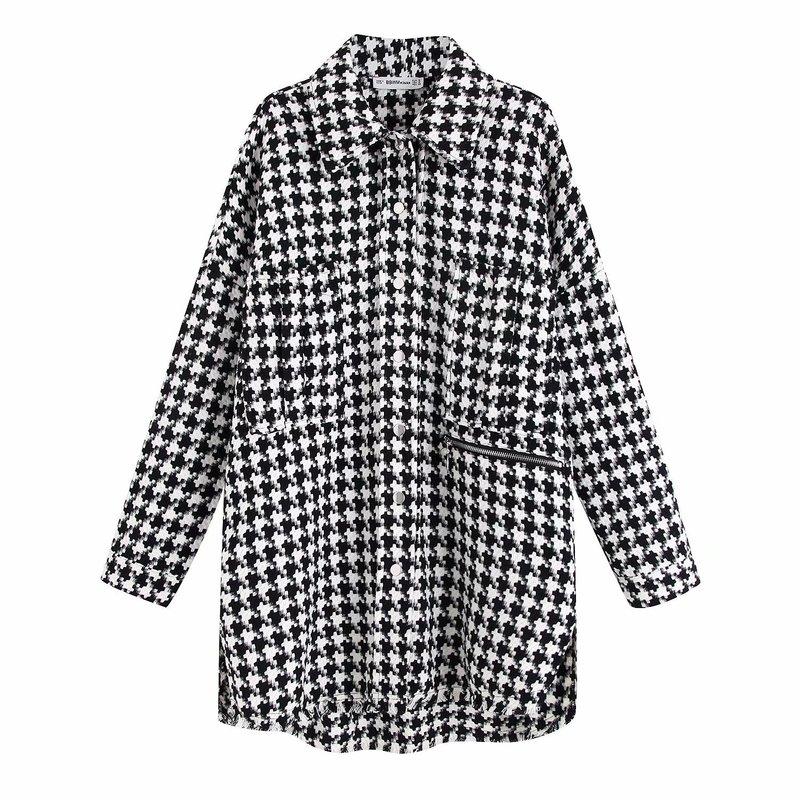 

woah 2020 BB75-9618 European and American fashion style tweed coat, See chart