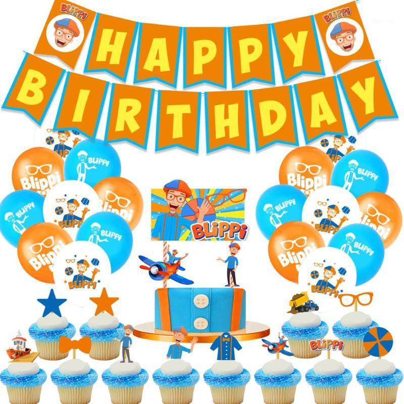 

10pcs Blippi theme birthday party decoration balloons baby baby party birthday package 12 inch latex balloons shower1