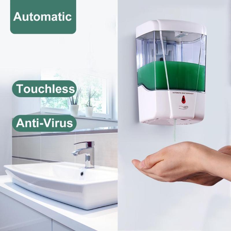 

Soap Dispenser Battery Powered 700ml Wall-Mount Automatic IR Sensor Touch-free Kitchen Soap Lotion Pump for Kitchen Bathroom
