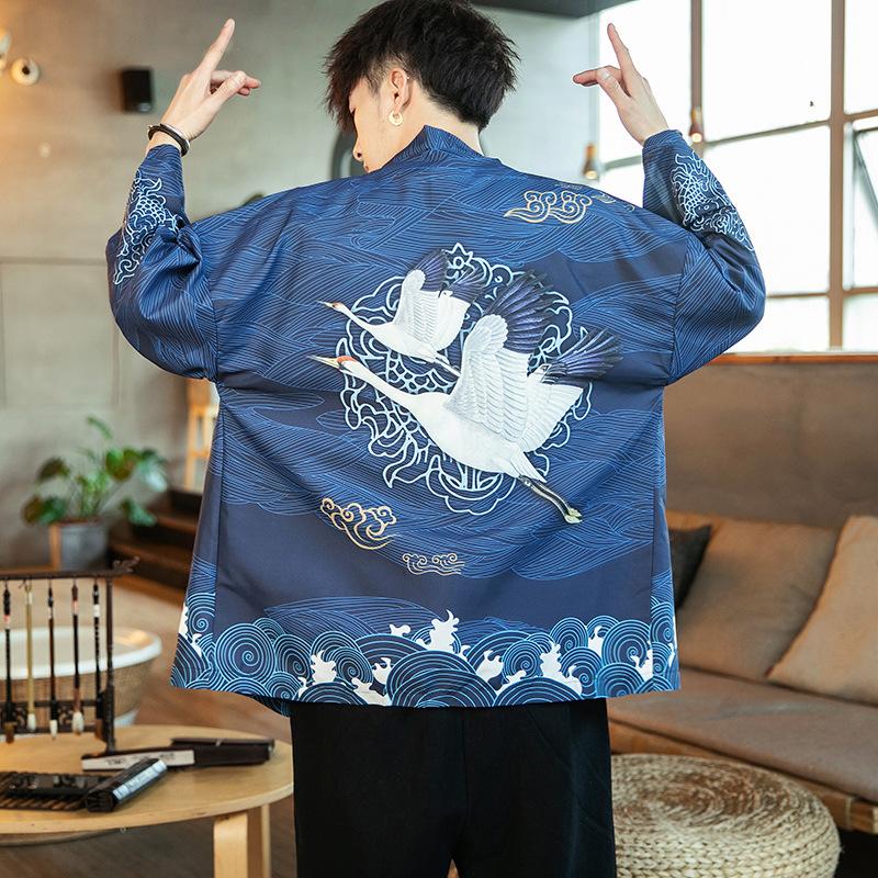 

Men robe Full Sleeve Japan Shirt Kimono Haori Jacket Harajuku KOI Dragon Print Oriental Cusual Loose Oversize Fashion Outfits