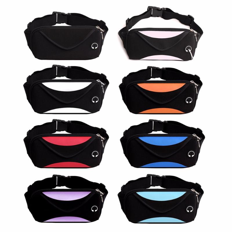 

Men Casual Sport Waist Pack Fanny Pack Earphone Cord Wallet Belt Travel Phone Bag Women Colorful, Black
