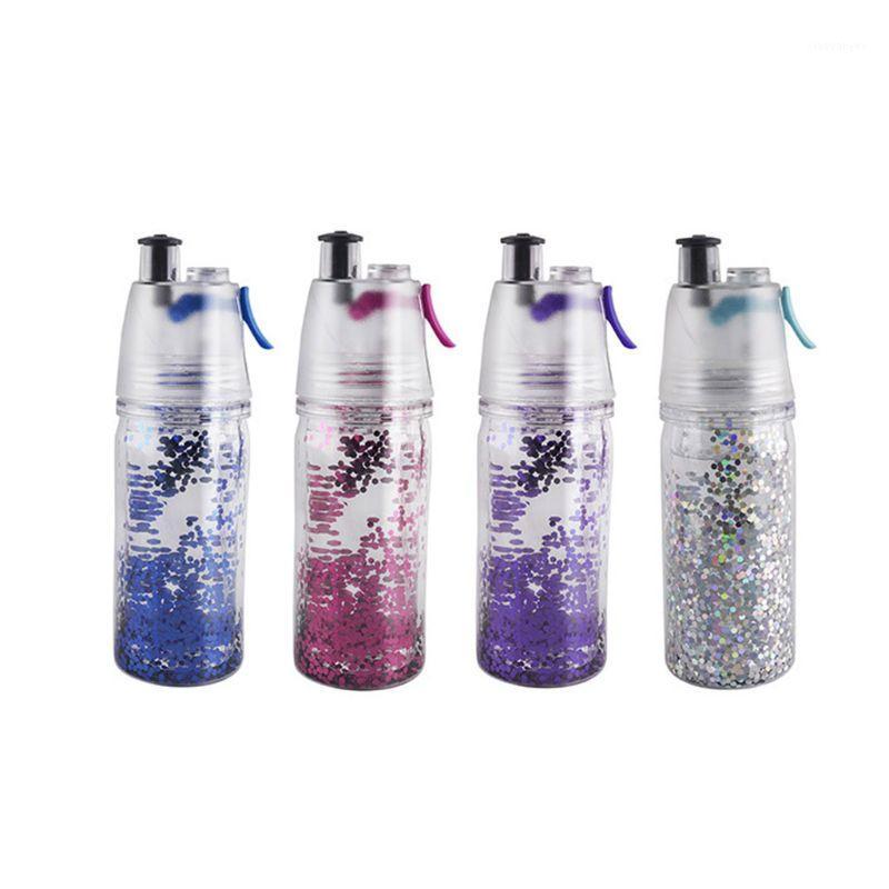 

Outdoor Sports 350ml Capacity Portable Water Spray Bottle Leakproof Double-layer new1, Silver