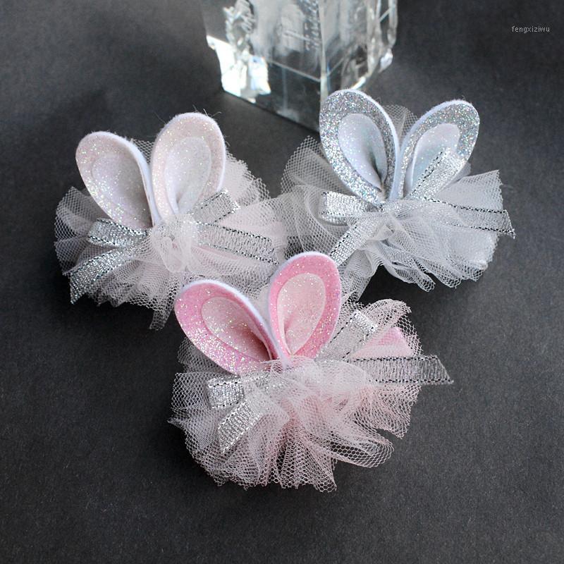 

New Cartoon Amimals Ears Kids Hair Clips Glitter Gauze Pink Silver Bowknot Hair Grips Solid Top Quality Hairpin 3pcs/lot1, Mixed colors