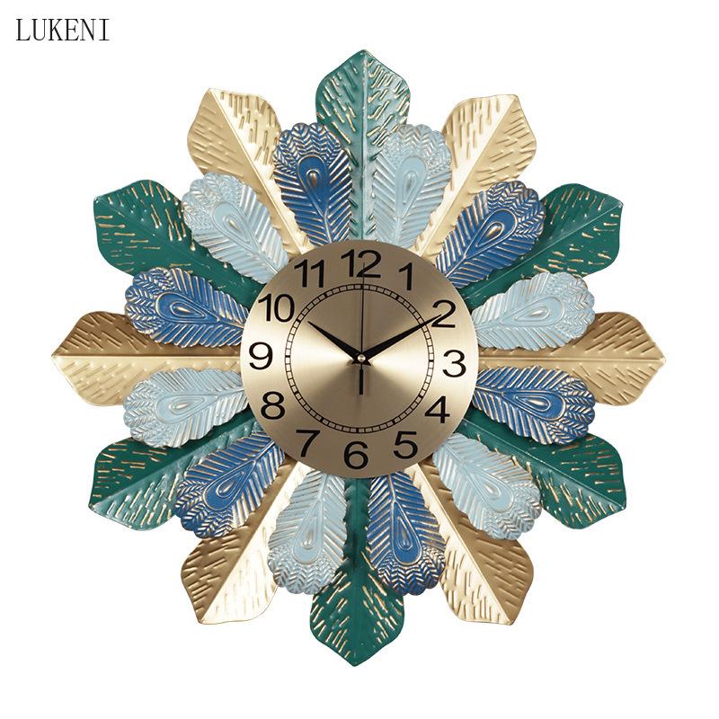 

Nordic Iron Art Leaf Home Living Room Wall Clock Watch Quartz Clock Personality Creative Fashion Silent