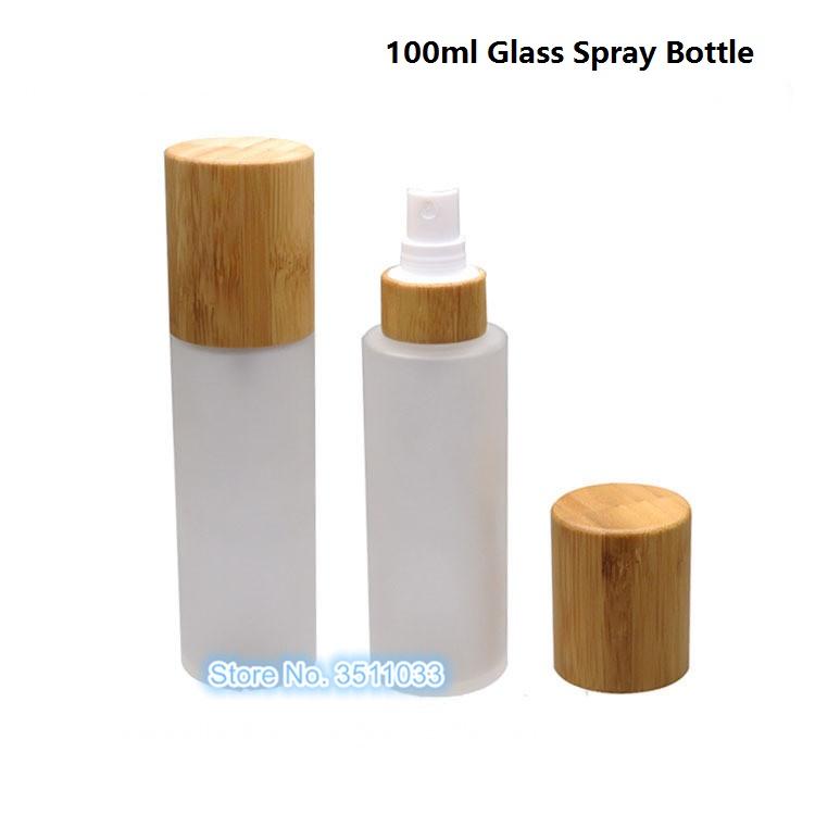 

10 Pieces 100ML High Grade Glass Spray Bottle Bamboo Lid Cosmetic Glass Liquid Refillable Bottle Cosmetic Bamboo Cap Container