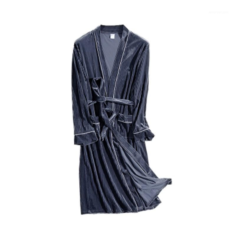 

Men's pajamas, autumn and winter, new long golden velvet pajamas, plus fat, men's home clothes, simple wind pajamas1