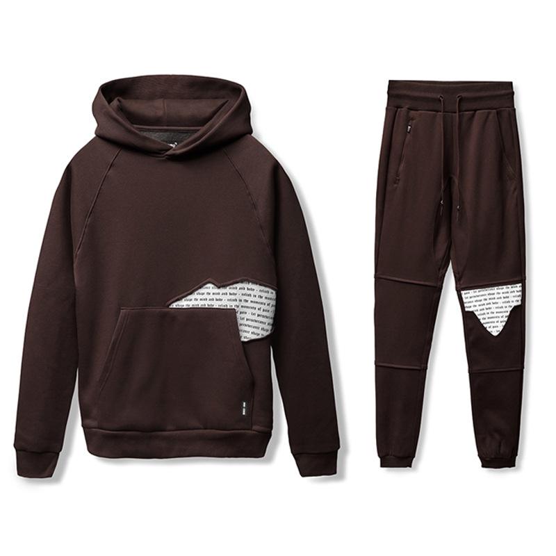 

New men's sport hoodie Street wear casual men's sportswear for men 2 in1 fashion sportswear jacket + casual pants, Black