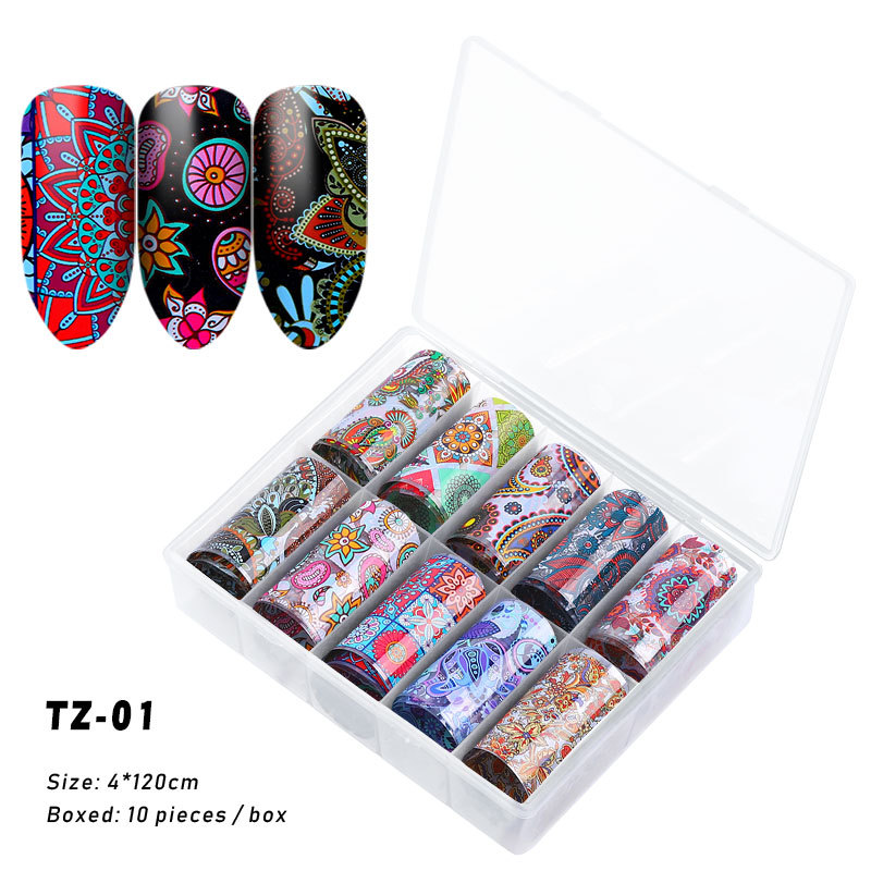 

NA063 10Pcs Starry Sky Nail Foils Holographic Transfer Water Decals Nail Art Stickers DIY Image Nail Tips Decorations Tools, 10pcs nail transfer foil per box