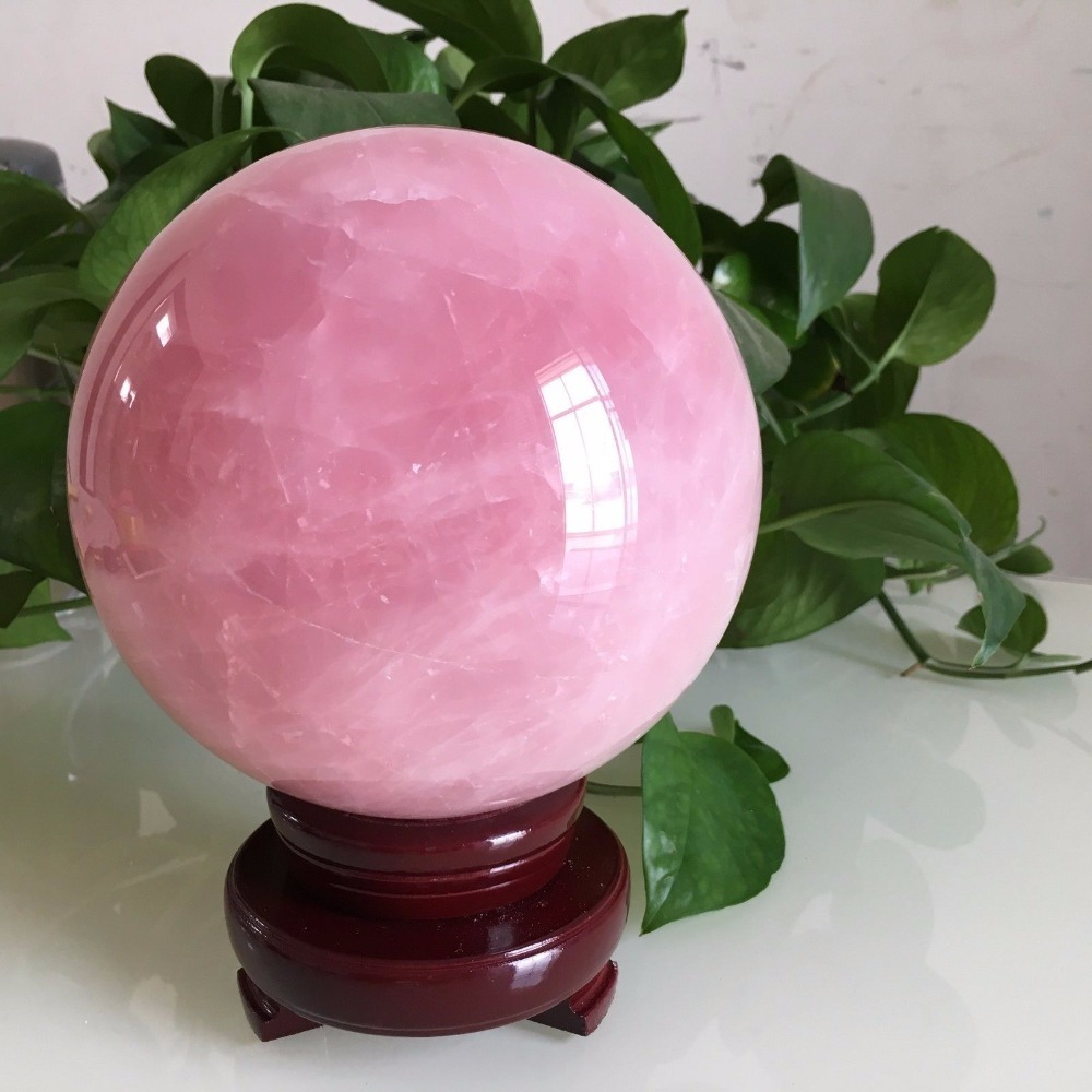 

Natural Pink Rose Quartz Crystal Healing Ball Sphere + Stand 201125