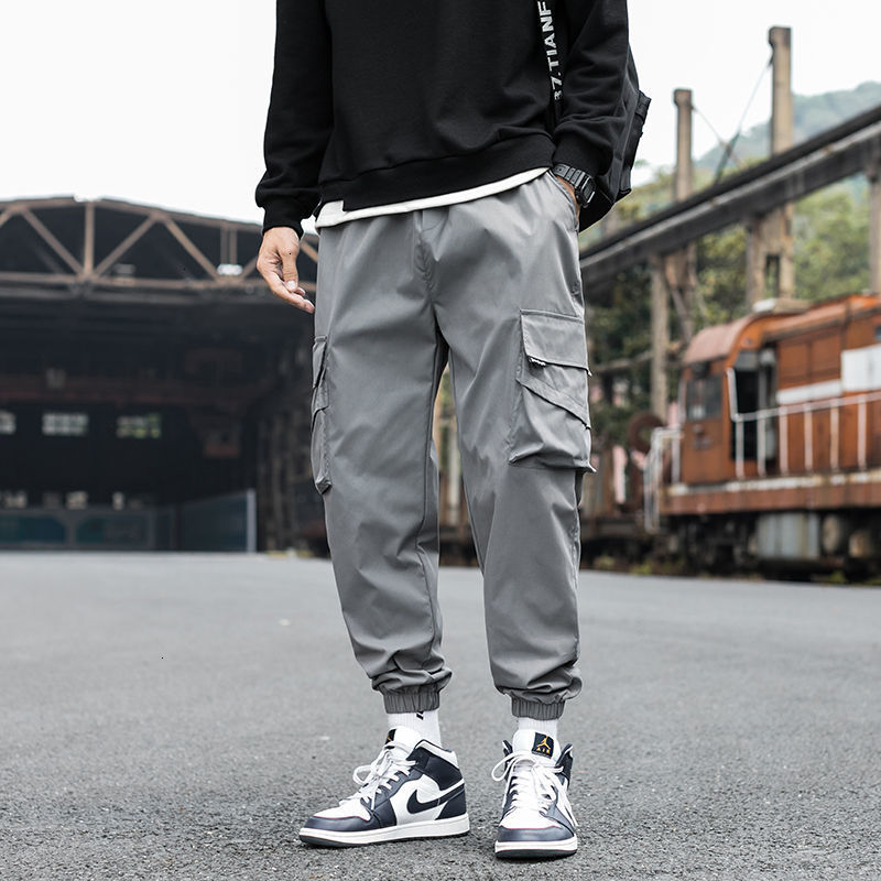 

2021 New Men's Autumn Winter Casual Man Solid Color Oversize Cargo Trousers Hip Hop Streetwear Male Pants Clothing 7bim, Khaki