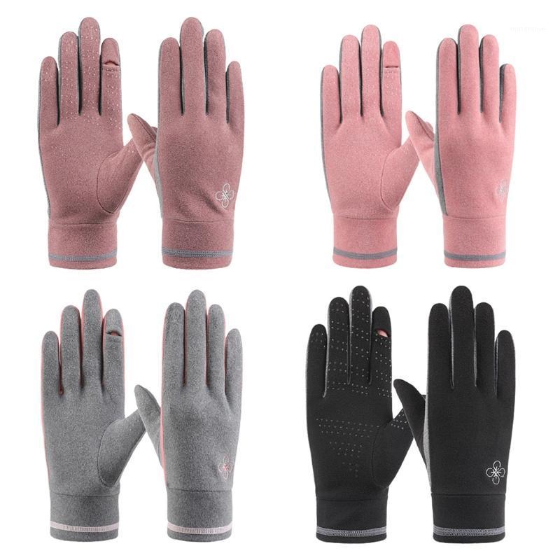 

Women Winter Warm Touch Screen Gloves Fingertip Flip Cover Floral Embroidery Outdoor Driving Windproof Non-Slip Mittens1