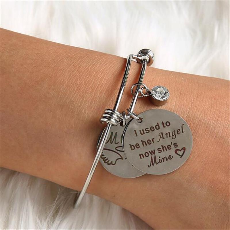 

Fashion Stainless Steel Inspirational Bracelet Exquisite Women Silver Color Crystal Bracelet Mother's Day Gift