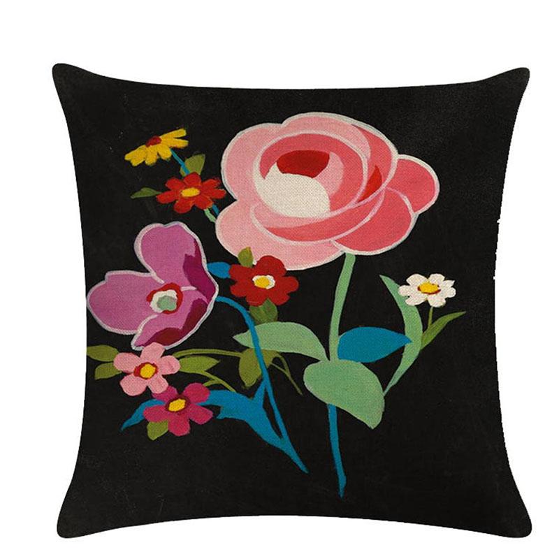 

Summer Flowers Color Summer Fresh Living Room Sofa Hug Pillowcase Linen Cushion Cover Home Decoration Set, Style 18