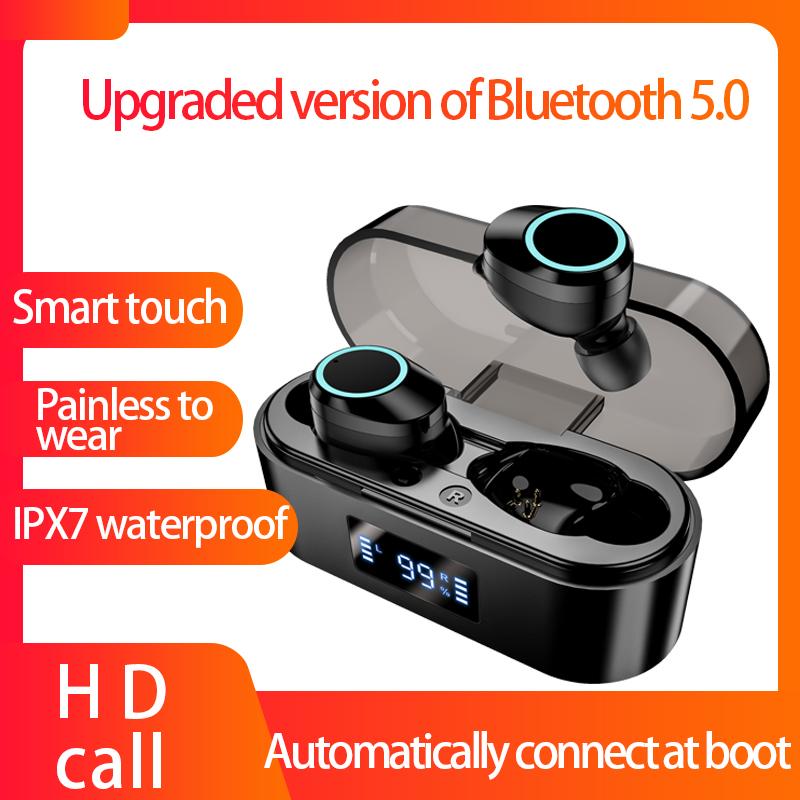 

X16 Newest Wireless Bluetooth Headphones Earpiece With Microphone Led Display 9D HIFI Stereo Sports Waterproof Earbuds Headset, Black