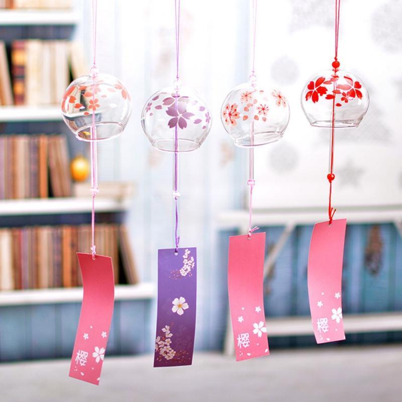 

Japanese sakura Style Glass Wind Chime Cherry Blossom Wind Hanging Bells Doorbell Cute Girl Room Pendant Home Decoration #1