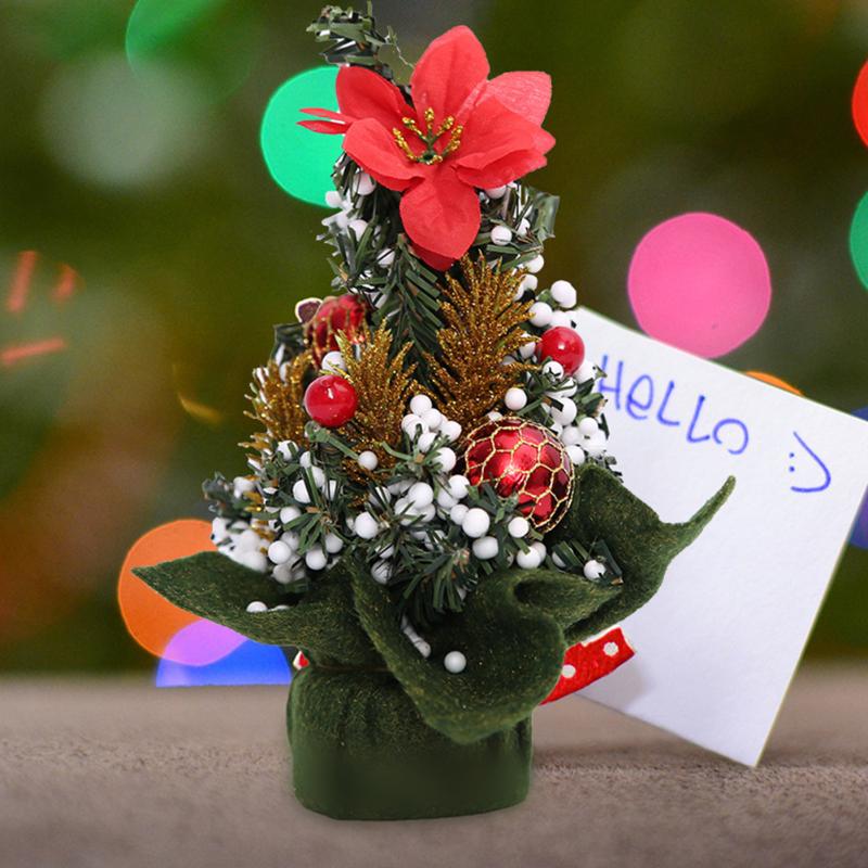 

8inch Tall Party Festival Miniature Baubles Office Mini Cedar Tabletop With Ornaments Artificial Christmas Tree Gift Home
