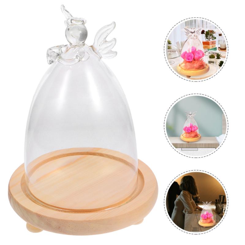 

Premium Angel Shaped Glass Display Cover Bell Jar Container for Eternal Flower, Assorted color