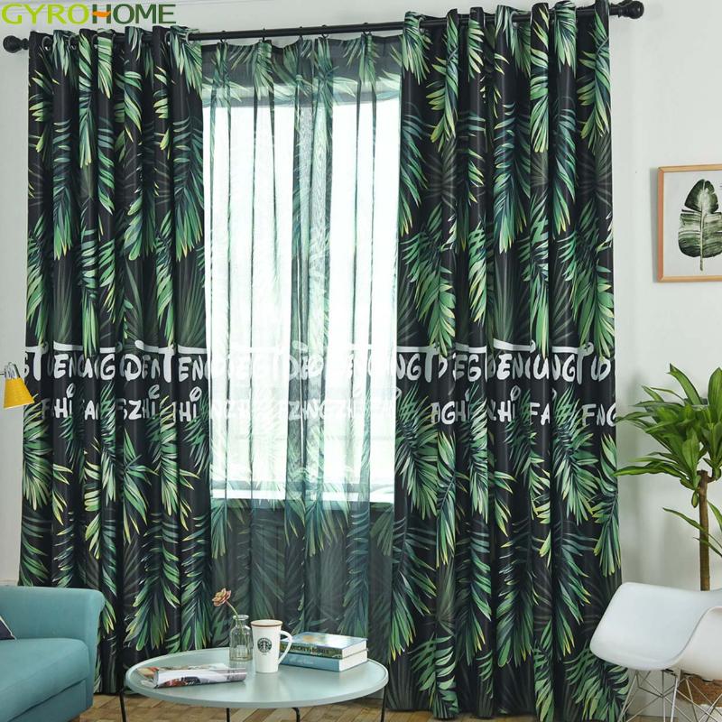 

Tropical Rainforest Curtains Shading Home Decoration For Living Room Bedroom Nordic Window Organza Fabrics Tulle Drapes