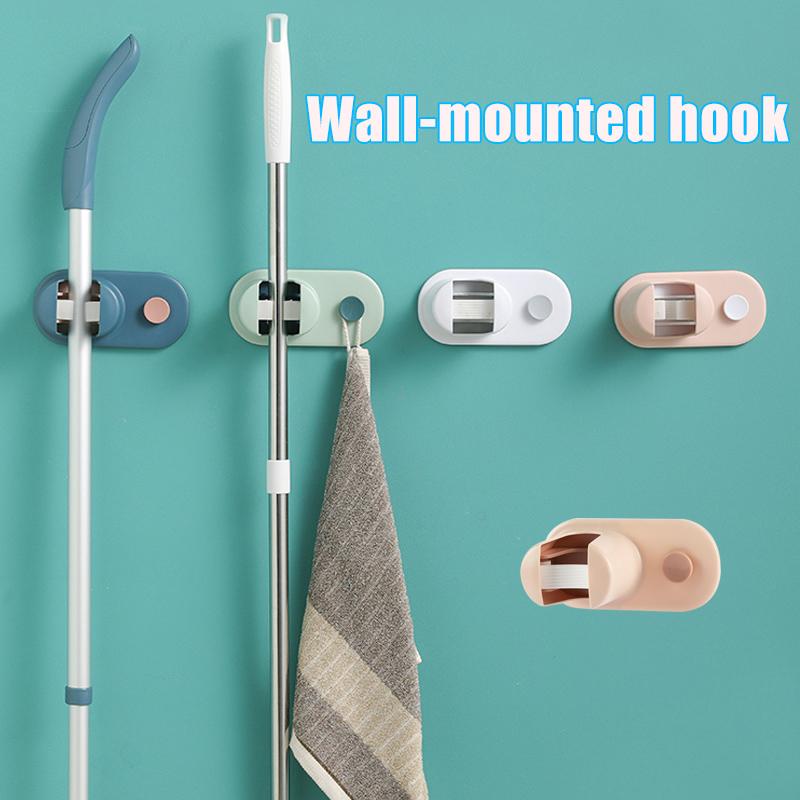 

Mop Broom Holders Self Adhesive Wall Mounted No Drilling Broom Clip for Home JS23