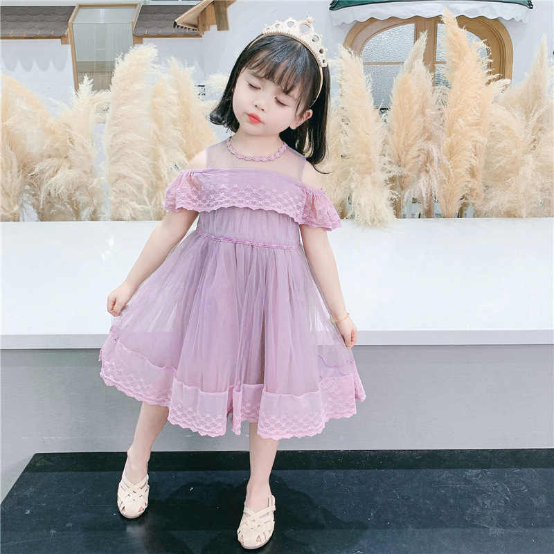 

2021 New Kids Es for Summer Girls Children Sweet Embroidery Princess Baby Girl Clothes Ball Gown 3-9y 2 Color 6a2m, Lavender