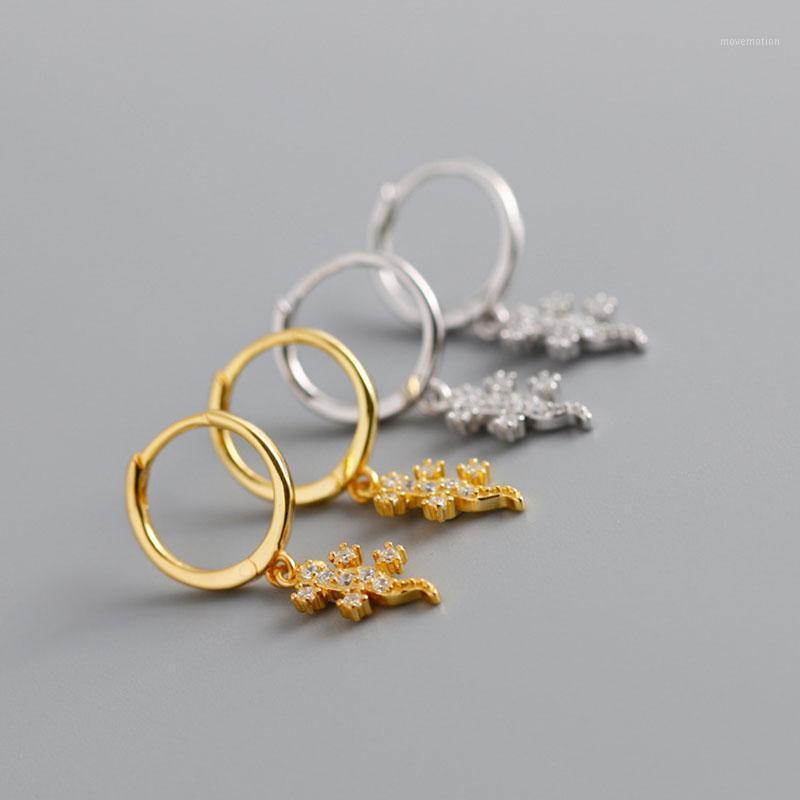 

Tiny Gecko Earrings In Sterling Silver 925 Golden Hoop Earrings Animal Fine Jewelry For Fashion Women/Girls Anniversary Party1