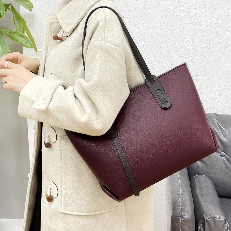 

2021 Big Capacity Soft Leather Women's Handbags Vintage Tote Bags Lady High Quality Leather Shoulder Bags For Women, Black