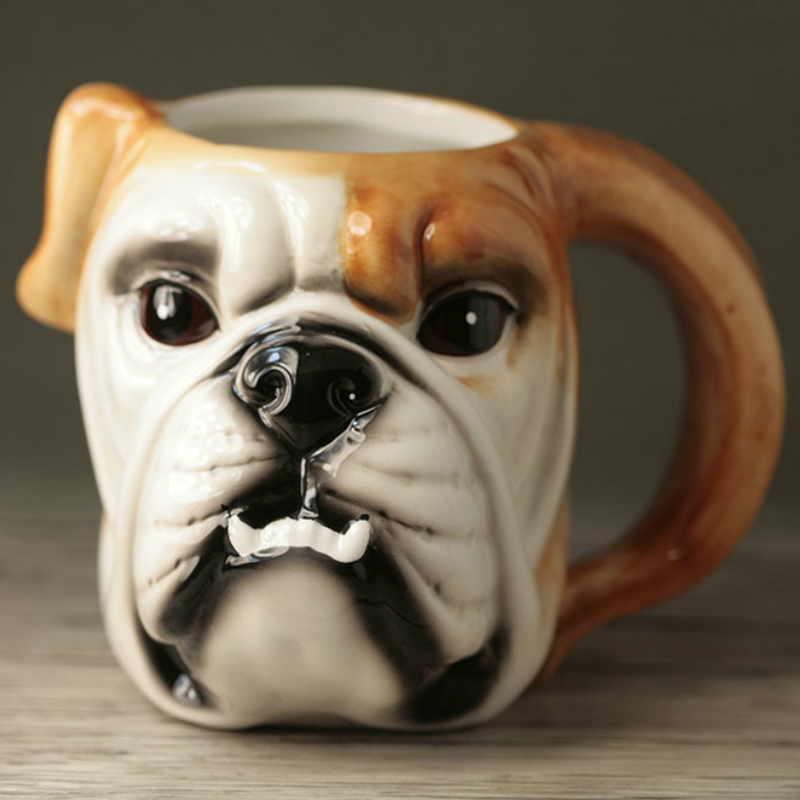 

200ml 3D Stereo Animal Coffee Cup Cute Bulldog Cup Hand-painted Creative Cartoon Ceramic Cup Birthday Gift Mug T200506, Yellow