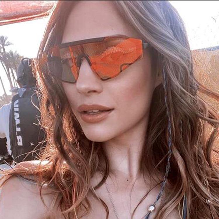 

New Fashion Rimless One Piece High Quality Sunglasses UV400 Ladies Personality Gradient Irregular Trend Wild Glasses