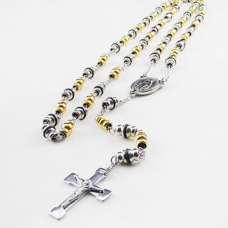 

Chains Tisnium Jesus Cross Pendant Lady Necklace Woman High Quality Stainless Steel Bead Chain Sweater Long Choker Link1