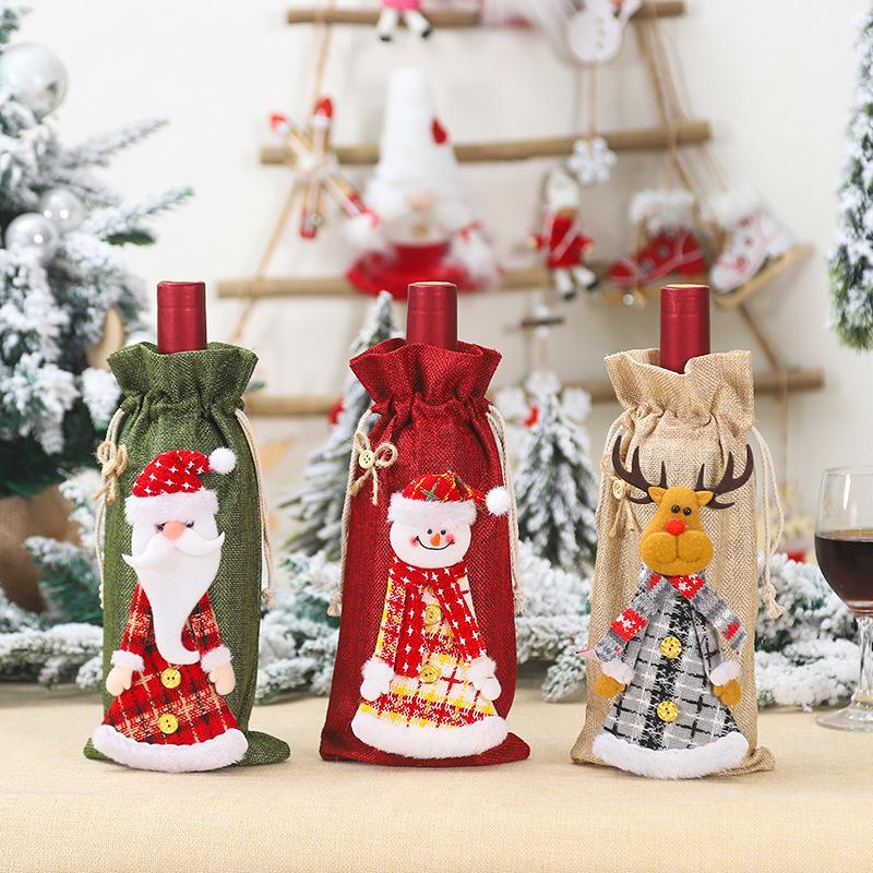 

Wine Bottle Cover Bag Christmas Gifts Bag Dinner Table Decoration Christmas Ornaments Supplies For Home Party Decors1