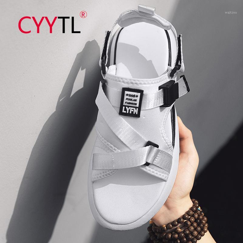 

CYYTL 2020 Summer New Sandals Men Fashion Leisure Beach Shoes Outdoor Flip Flops Increase Soft Bottom Buckle Slippers Slides1, Black zz012