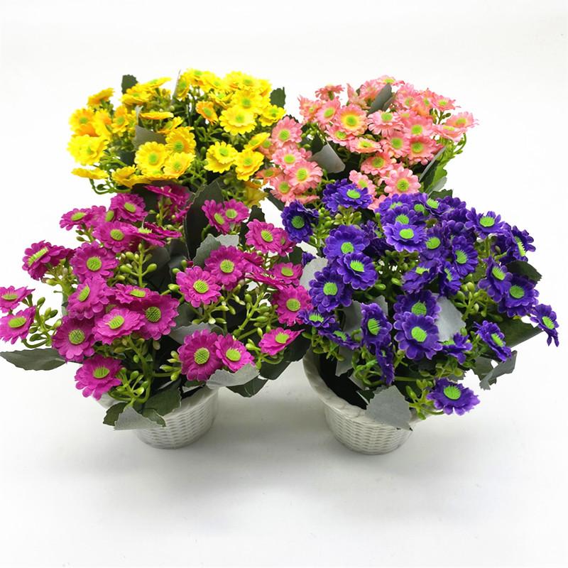 

Artificial Bonsai Plastic Fake Daisy Flower Potted Plant for Home Garden Balcony Desktop Decoration, Blue