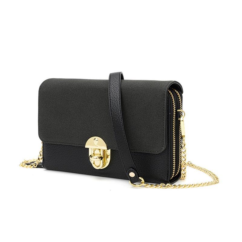 

New PU Leather Shoulder Bag for Women Small Flap Crossbody Bag Fashion Lady Messenger Handbag Designer Multifunction Purse, Black