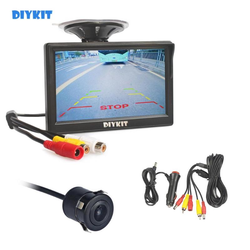 

DIYKIT 5" TFT LCD Display Car Monitor Waterproof 18.5mm HD Backup Rear View Car Camera with Monitor