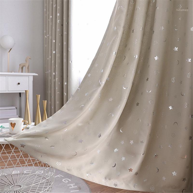 

Punch Stars Moons Printing High Shading Curtain, Home Window Blackout Drapes for Living Room Princess Children Room Kid's1, 100x130cm