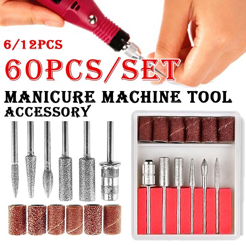 

DIY Fashion Unisex Salon Stainless Steel Electric Manicure Machine Accessories Set Drill Bits Sand Grinding Accessory 6/12/60Pcs