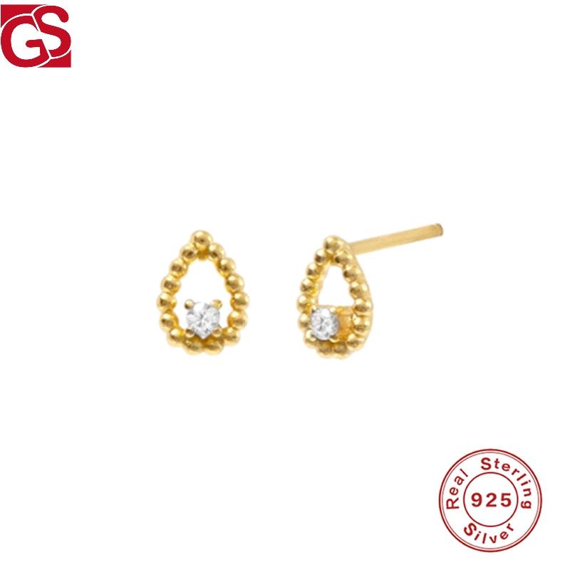

GS Mini Tears Crystal Stud Earrings 925 Sterling Silver Earrings for Women 2021 Luxury Pendientes Fine Jewelry For Ladies Girls