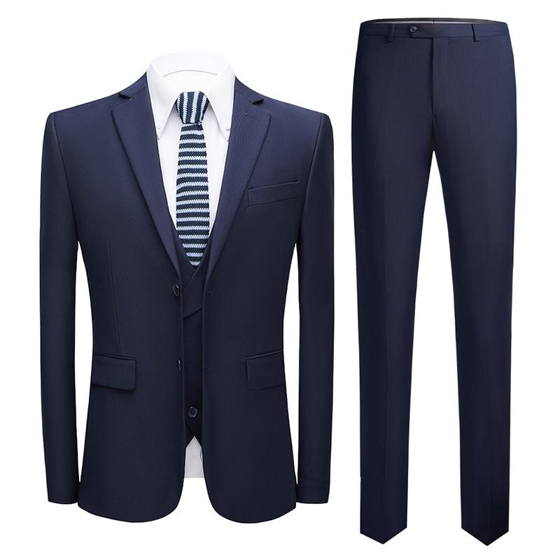 

2021 new spring and autumn men's double three-piece wedding dress TuxedoBlue prom party wear male slim fashion high-quality suit, Picture color
